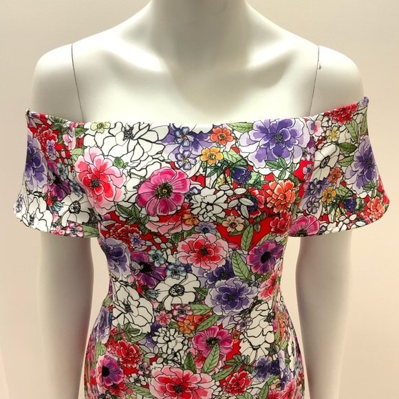 Alexia Admor Dress Women Size 4 Floral Off The Shoulder Mini - Picture 4 of 11